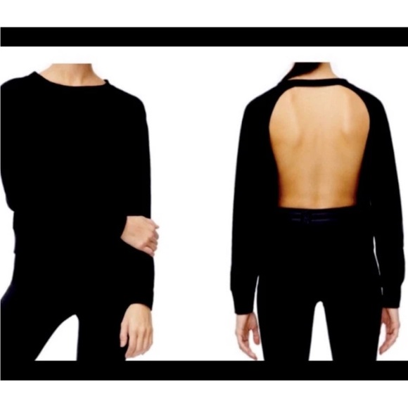 Good American Super Soft Black Open Back Shirt Size 5 - Picture 1 of 8
